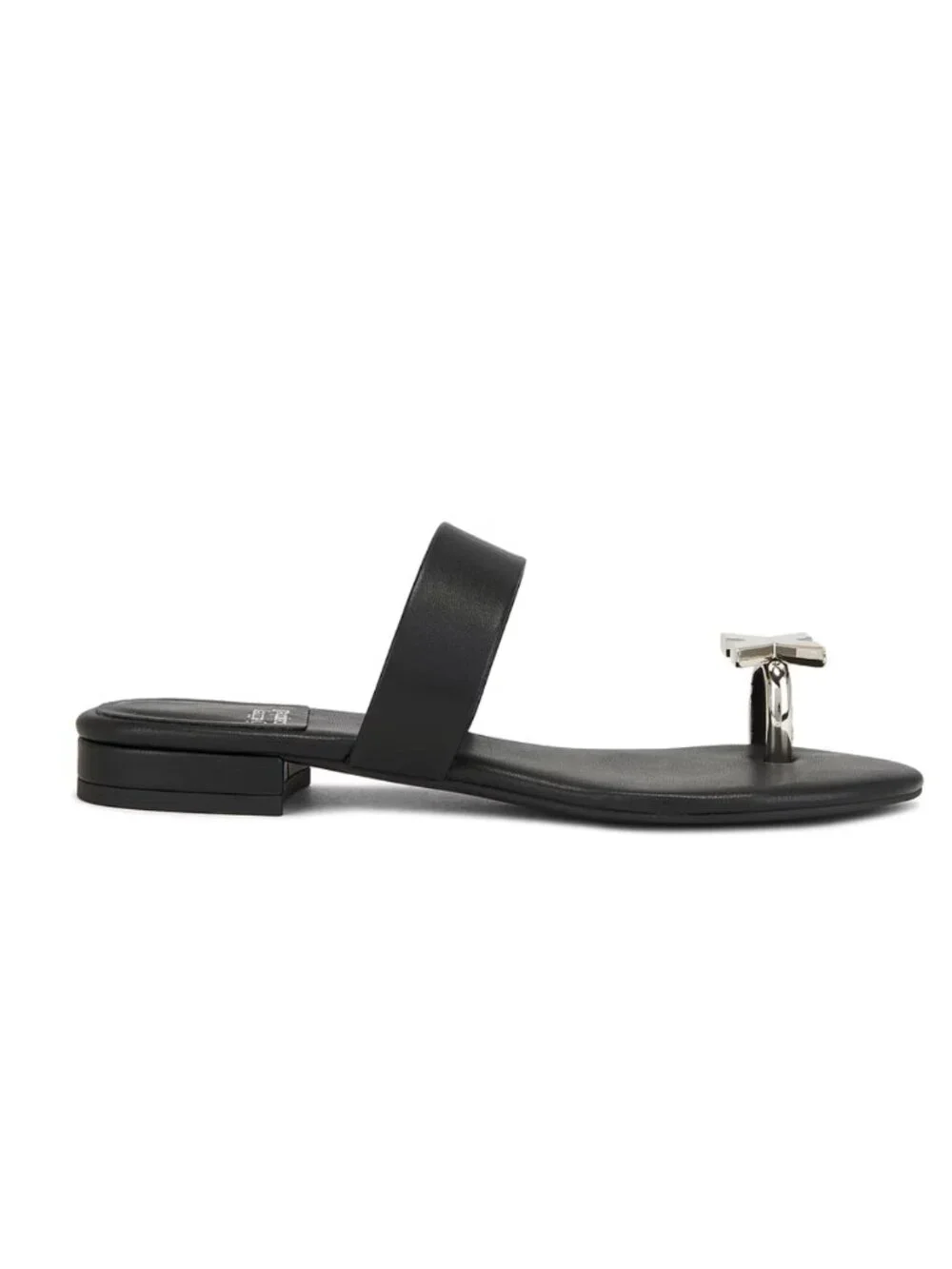 Jeffrey Campbell Dote-On Sandal in Black & Silver XO X O Slide
